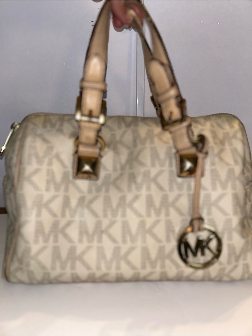 Michael Kors Grayson Signature Vanilla Satchel